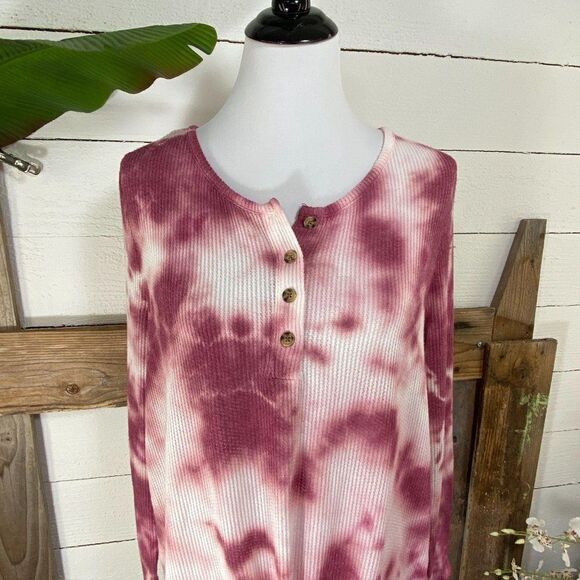 C & C California Pink White Waffle Knit L Tee NWT - Picture 2 of 10